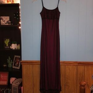 Long spaghetti strap dress with leg slit